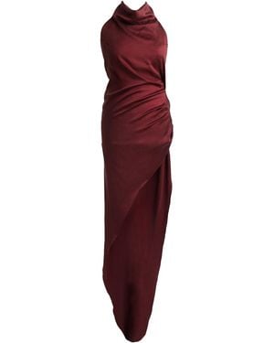 MIONÈ Silk Side Split Hem Dress - Red