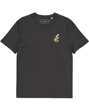 Anchor and Crew Heather Tulip Garden Dystopia Organic Cotton Embroidered T-Shirt - Black