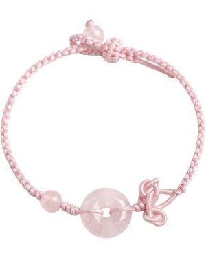 seree Baby Donut Charm Rose Quartz Woven Bracelet Anklet - Pink