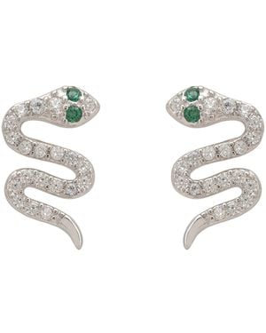 LÁTELITA London Slither Snake Stud Earrings Cz - Metallic