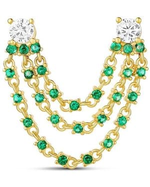SHYMI Two Stone Triple Chain Earring - Green