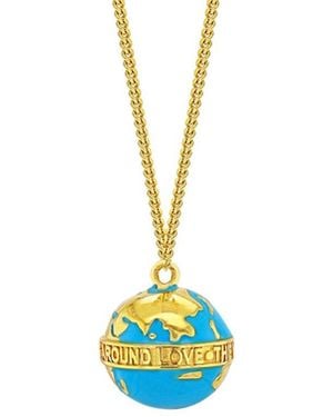 True Rocks 18Kt Plated & Mini Globe Pendant - Blue