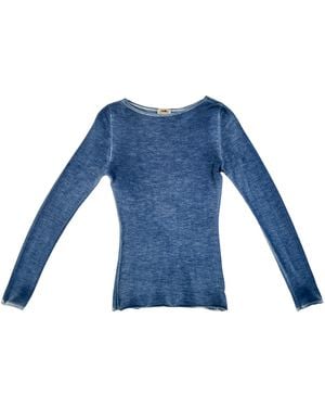 Vanilla&Chocolate Boat Neck Under Jacket Sweater Blueberry Sorbet