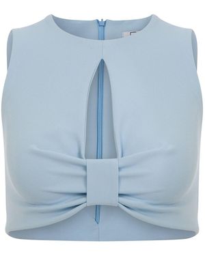 Maan Istanbul Detailed Chest Back Zippered Bustier - Blue
