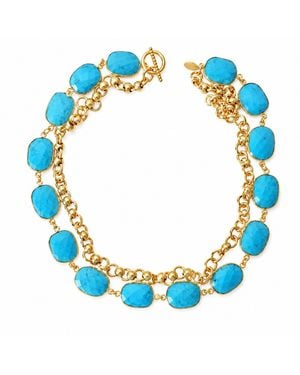 Persia Dona Jewelry X Toggle Chain Necklace - Blue