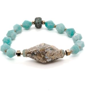 Ebru Jewelry Larimar Stone & Mystic Gloss Beaded Bracelet - Blue