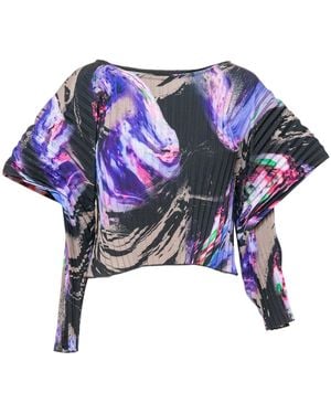 ARTISTA Moire Pleated Blouse - Blue