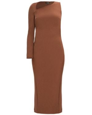 Monosuit Today Asymmetric One-Sleeve Midi Dress - Brown