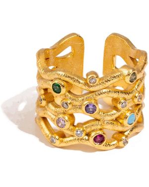 Ebru Jewelry Eternal Waves Multi Gemstone Statement Ring - Metallic