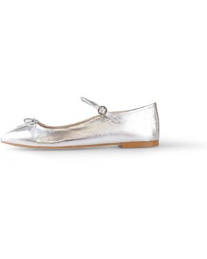 Alura Leila Mary Jane Flats With A Square Toe Made Of Genuine Leather - White
