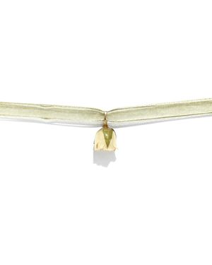 I'MMANY LONDON Real Flower Rosa Blanca Cream Rosebud Ribbon Choker Necklace - Natural