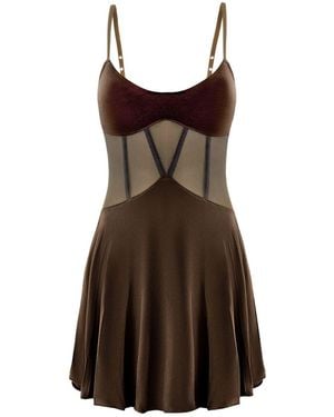 OW Collection Cassandra Mini Dress - Brown
