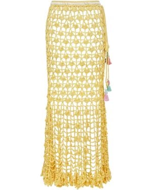 Andreeva California Poppy Handmade Knit Midi Skirt - Yellow