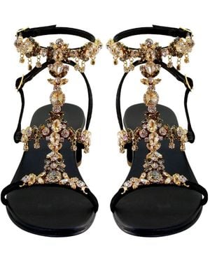 DAMAPREZIOSA Matilde Jewel Sandals With Diamond Crystals And Block Heel - Black