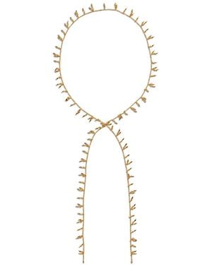 Stone Fruit Fringe Scarf Necklace - Metallic
