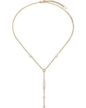 With Love Darling Love Pearl Lariat Necklace - Metallic