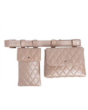 Laura Olaru Double Emma Quilted Pearly Leather Belt Bag - Pink