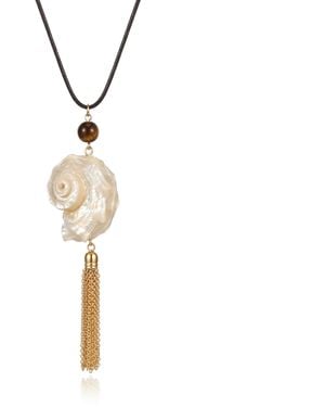 Ormiro Siren Shell & Tassel Necklace - Metallic
