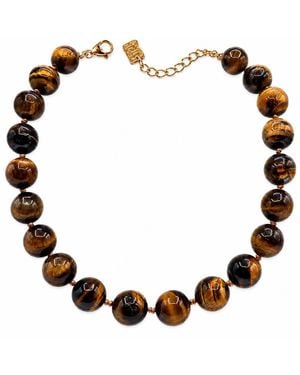 Michael Nash Jewelry Abigail Mm Semi Precious Tiger Eye Necklace - Brown
