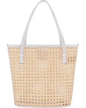 OhSun Neutrals Bella Rattan & Leather Should Bag - Natural