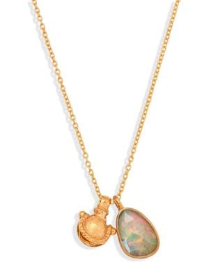 Opium Jewels Vintage Amulet & Ethiopian Opal Pendant Necklace - Metallic
