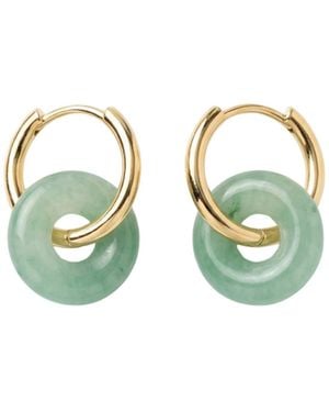 seree Marlo Jade Stone Hoop Earrings - Green