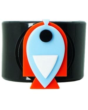Gissa Bicalho Handmade Acrylic Bracelet Fish Wide - Black