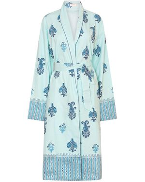 NoLoGo-chic Botanical Shawl Robe Cotton Cambric Persian - Blue
