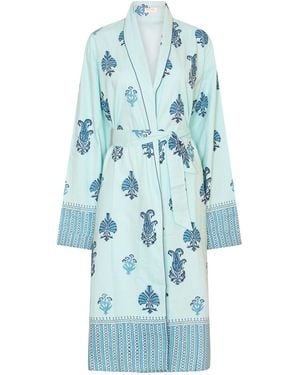 NoLoGo-chic Botanical Shawl Robe Cotton Cambric Persian - Blue