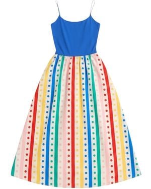 Louche Soumia Spots And Stripes Strappy Jersey Top Maxi Dress - Blue