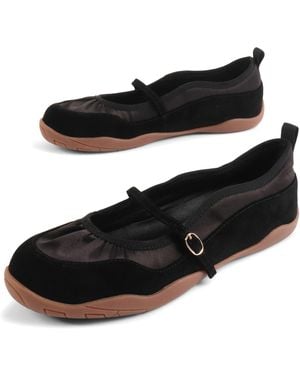 INTENTIONALLY ______ Pulse Suede Mary Jane Ballet Trainer - Black