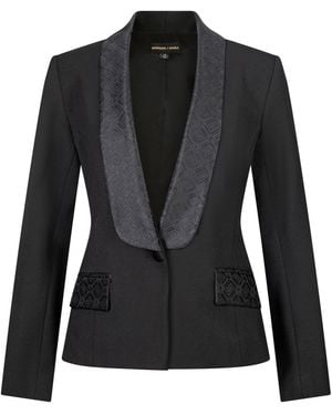 Madison / Savile Signature Jacquard Tuxedo Blazer - Black