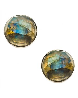 Heather Hawkins Jewelry Oversized Labradorite Stud Earrings Fourteen Millimeters - Blue