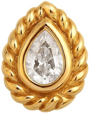 Ecce | Artisan Diamonds Single 14K Tiny Drop Diamond Earring - Metallic