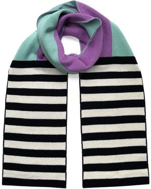 INGMARSON Multicolour Stripe Pastel Wool & Cashmere Scarf - Blue