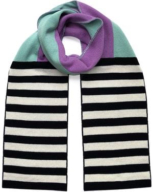 INGMARSON Multicolour Stripe Pastel Wool & Cashmere Scarf - Blue