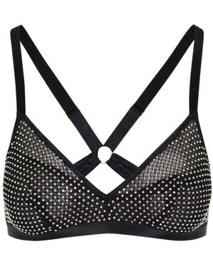 Empress Mimi Diamond Studded Racerback Bralette - Black