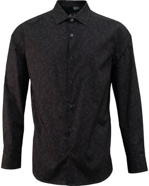 lords of harlech Stretch Cotton Paisley Shirt - Black