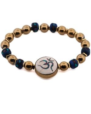 Ebru Jewelry Om Mantra Meditation & Beaded Bracelet - Brown