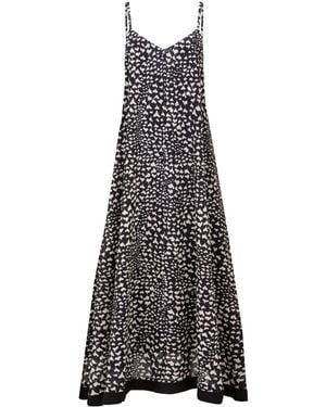 Langner Print A-Line Chiffon Maxi Dress - Black