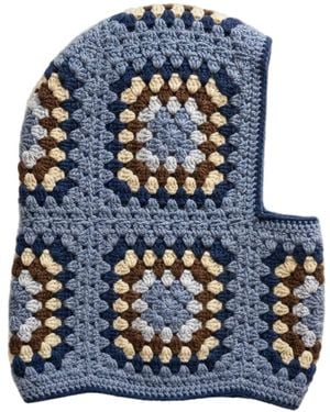 Ana Chic Dusty Granny Square Handmade Crochet Balaclava - Blue