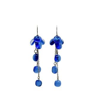 Laura Daili Ocean Glass Cluster Earrings - Blue