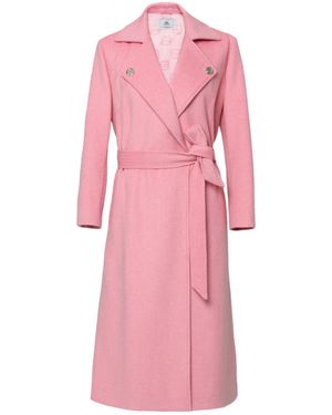 GIODORO Favene Belted Wrap Wool Coat - Pink