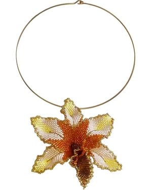 Iliana Arrazola Orchid Choker, And, Glass Beads, Beaded Jewellery - Metallic