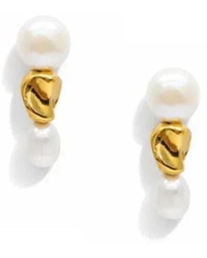 La Maison Gisel B. Aria Cultured Pearl Earrings - Metallic