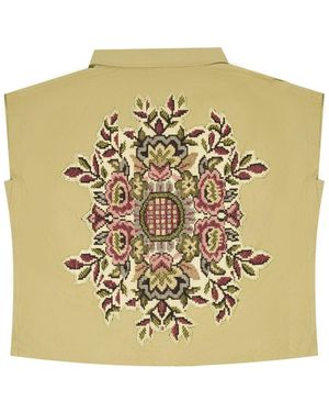 Collected Xx With Parrot Cropped Shirt - Metallic