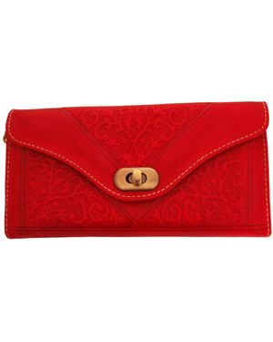 Berber Leather Leather Tri-Fold Purse - Red