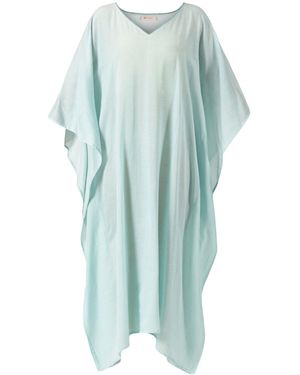 Heritagemoda Organic Silk Cotton Pastel Long Kaftan - Blue