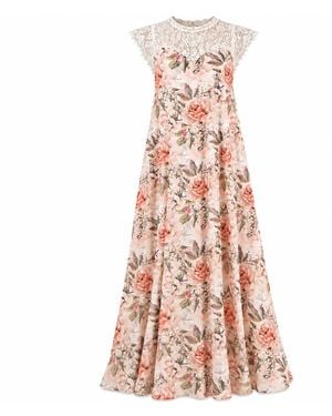NEVA Maelis Lace Detail Wedding Guest Dress - Pink