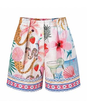 LOVEIST STORE Nancy Printed High Waist Pleats Shorts - Red